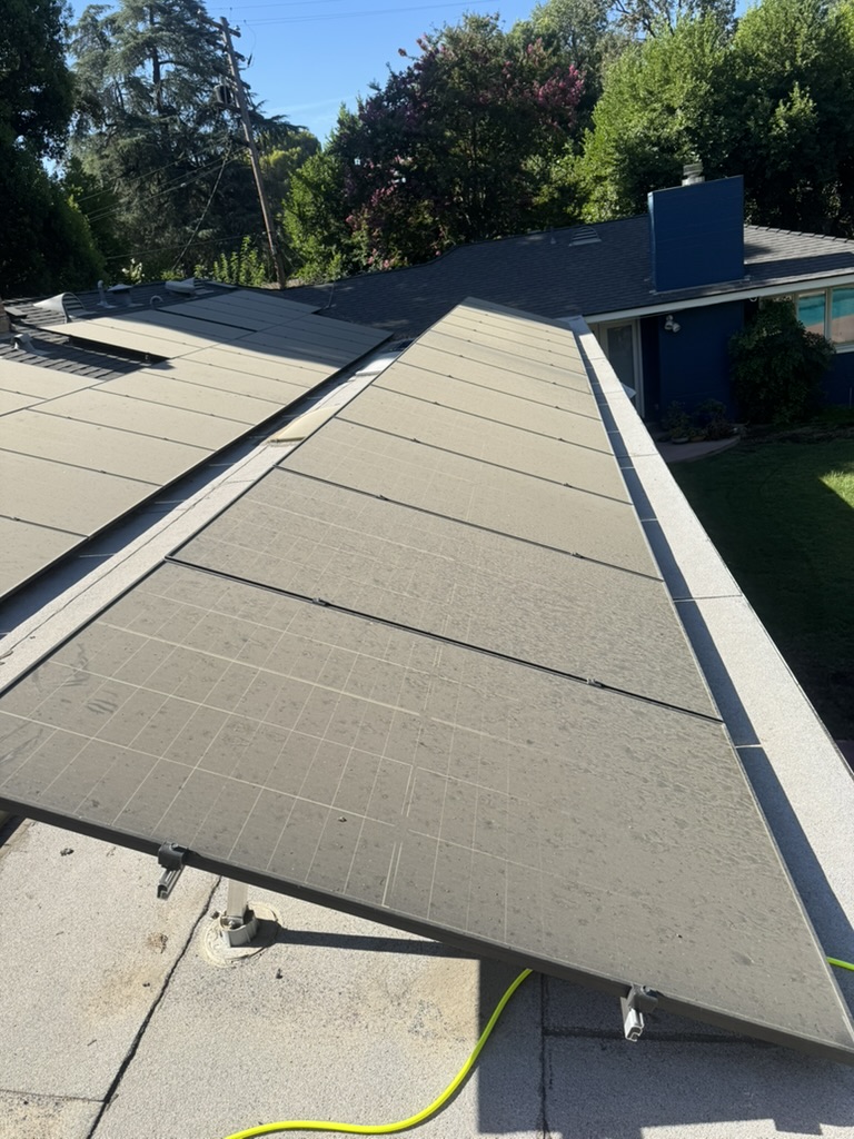 Dirty solar panels before cleaning